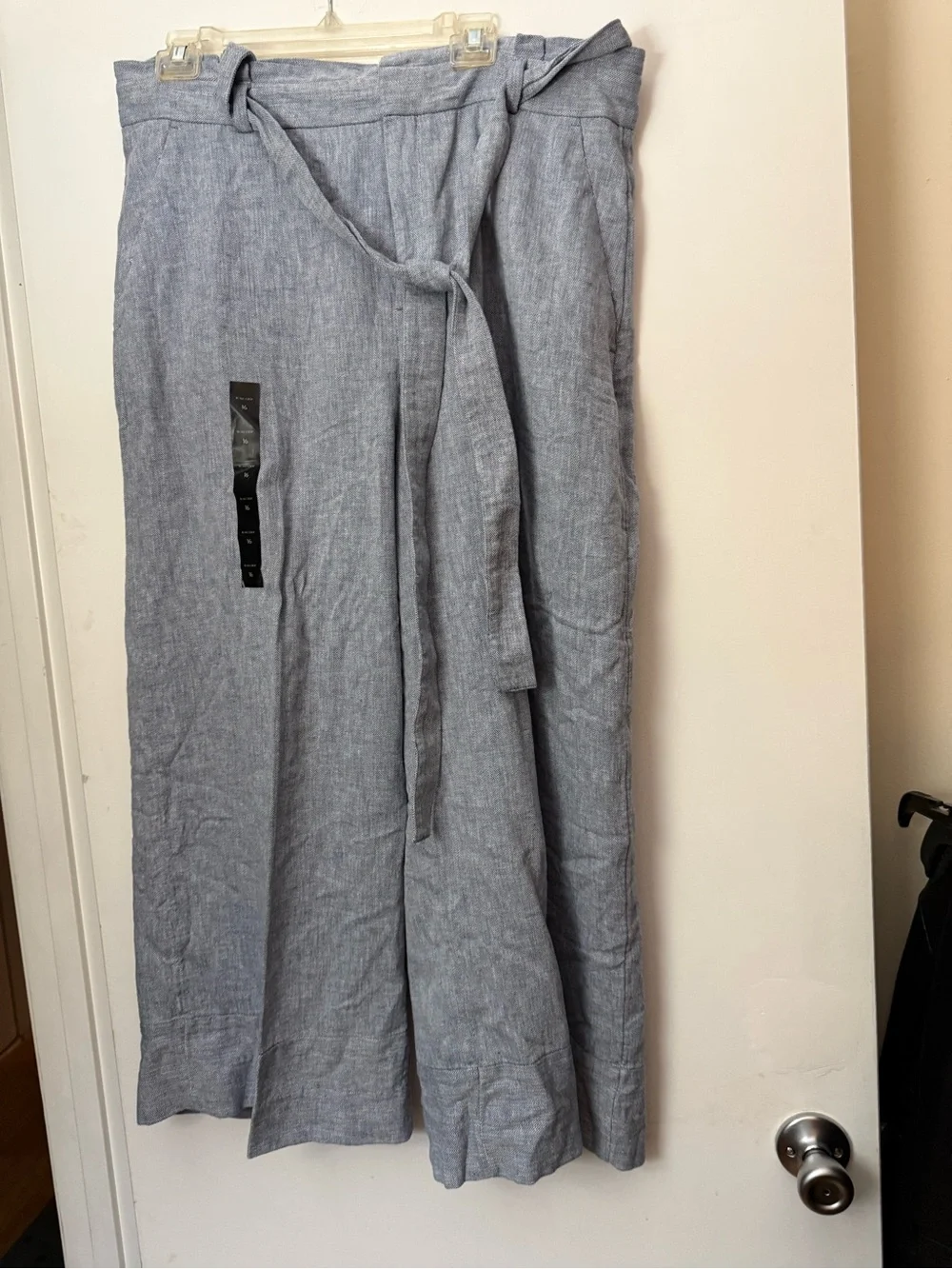 Banana Republic Light Blue Linen Wide-Leg Pants with Tie Waist